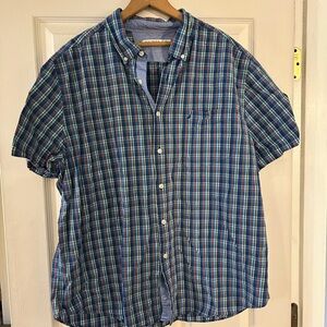 Nautica Men's Green and Blue Plaid Shirt